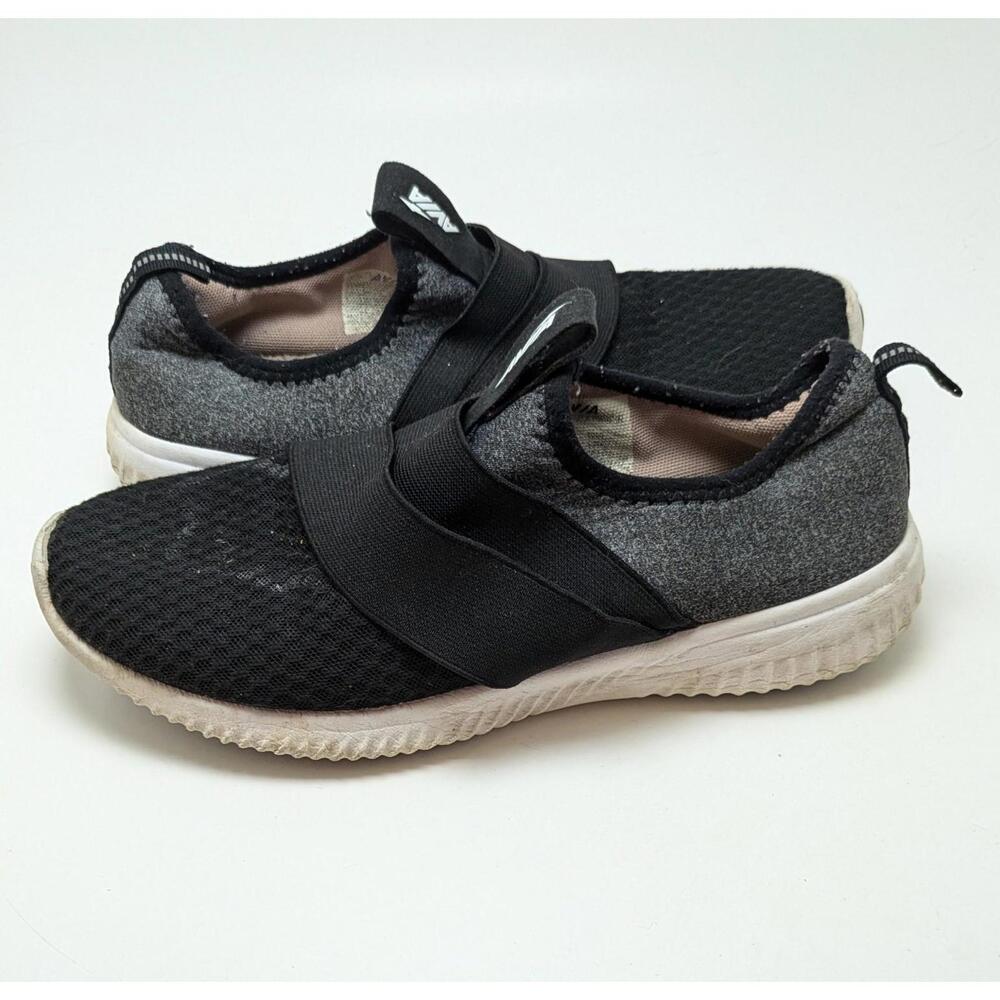 Womens AVIA Black‎ Gray Fabric Slip On Comfort Running Sneakers Shoes Size 9